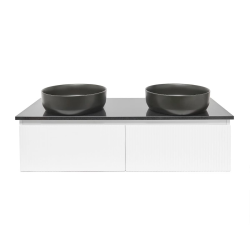 Swiss Aqua Technologies Meuble de salle de bain avec comptoir en granit SAT Evolution 118x30x44,8 cm blanc mat (SATEVO120WMZ)