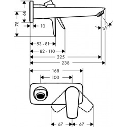  Talis E - Mitigeur de lavabo encastré mural, bec 225mm (71734000)