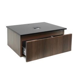 Swiss Aqua Technologies Meuble de salle de bain avec comptoir en pierre artificielle SAT Evolution 78x30x44,8 cm noyer mat (SATEVO80NATK)