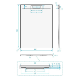  Fusion Receveur de douche 140x80cm en marbre coulé, Noir (SATFU14080G)