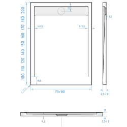  Fusion Receveur de douche 120x80cm en marbre coulé, Blanc (SATFUP12080BL)