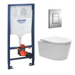 Pack WC Rapid SL + cuvette sans bride SAT, fixations cachées + plaque Skate chrome