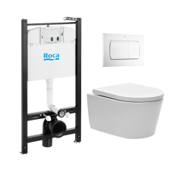 Swiss Aqua Technologies Pack Bâti-support Roca Active + WC SAT sans bride et fixations invisibles + plaque blanche 