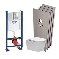 Pack Rapid SL autoportant + cuvette sans bride SAT fixations cachées + plaque chrome + Set habillage