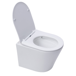 Swiss Aqua Technologies Pack WC Bâti autoportant + WC sans bride SAT + Abattant frein de chute + Plaque Blanc Alpin 
