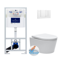 Swiss Aqua Technologies Pack WC Bâti-support + WC sans bride Swiss Aqua Technologies + Plaque blanche + Set d&apos;isolation phonique