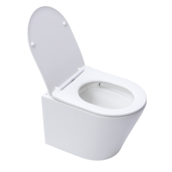 Swiss Aqua Technologies Pack WC Bâti autoportant + WC blanc mat sans bride Infinitio + Abattant frein de chute + Plaque chrome