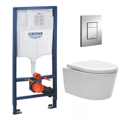 Swiss Aqua Technologies Pack WC Rapid SL + WC sans bride SAT, fixations cachées + Plaque Chrome Mat 