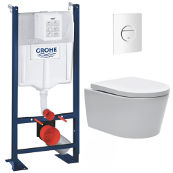 Swiss Aqua Technologies Pack WC Rapid SL autoportant + WC sans bride SAT, fixations cachées + Plaque Nova
