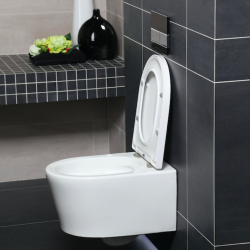 Swiss Aqua Technologies Pack WC Bâti-support + WC sans bride SAT Brevis + Abattant ultra-fin softclose + Plaque blanche