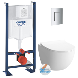 Swiss Aqua Technologies Pack WC Bâti autoportant Rapid SL + WC sans bride Infinitio + Abattant softclose + Plaque chrome