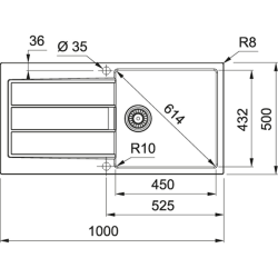  Sirius 2.0 S2D 611-100 Tectonite évier à encastrer 1 bac, avec égouttoir, Noir