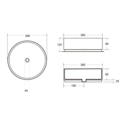 Vasque à poser ronde diamètre 39 cm - blanc mat - sans trop-plein - Infinitio SAT