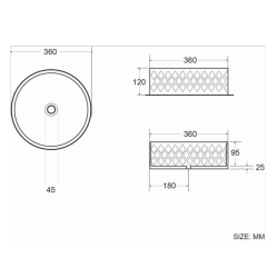  Vasque à poser Infinitio 36 x 36 x 12 cm sans trop-plein, blanc brillant (SATINF3636)