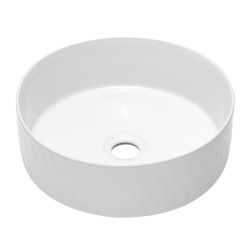 Vasque à poser ronde diamètre 36 cm - blanc brillant - finition striée - sans trop-plein - Infinitio SAT
