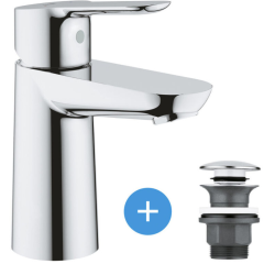 Grohe Set Mitigeur pour lavabo taille S + Bonde clic clac Grohe pour lavabo avec trop-plein (MitigeurS1-CLICCLAC)