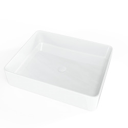Vasque à poser rectangulaire en céramique 50 x 40 cm - blanc brillant - sans trop-plein - SAT Infinitio