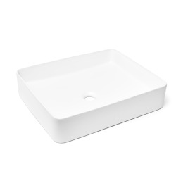 Vasque à poser rectangulaire en céramique 50 x 40 cm - blanc mat - sans trop-plein - SAT Infinitio