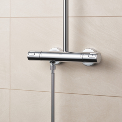 Grohe Quickfix Colonne de douche thermostatique XXL Cube 250 + Douchette 2 jets, Chrome (26696022)