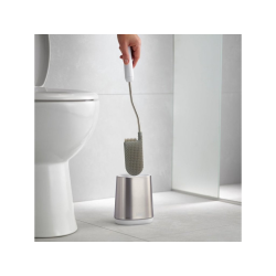 Joseph Joseph Flex™ Lite Steel Brosse de toilette Anti-goutte, support compact, anti-empreintes digitales, en acier inoxydable, Grise (70561)