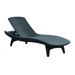 2x Pacific chaise Longue, 4 positions, 197 x 75 x 41 cm + Cool bar Glacière, Graphite (230674-DUOCOOL)