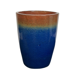 Mazarin pot d'extérieur fait main en terre cuite émaillée, 58x45 cm, résistant au gel, top oxide/falling blue (MAZARIN4558-C)