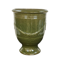 Colbert pot d'extérieur fait main en terre cuite émaillée, 69x55 cm, résistant au gel, vert printemps (COLBERT5569-03)