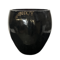 Lafontaine pot d'extérieur fait main en terre cuite émaillée, 68x68 cm, résistant au gel, Noir moucheté (LaFontaine6868-80)