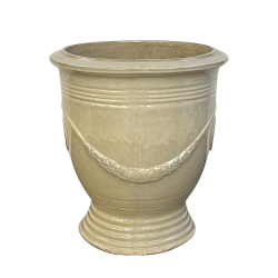 Magelan pot d'extérieur fait main en terre cuite émaillée, 65x62 cm, résistant au gel, crème (MAGELAN6265-02)