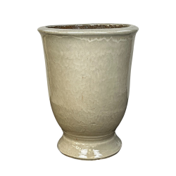 Arthur pot d'extérieur fait main en terre cuite émaillée, 55x69 cm, résistant au gel, crème (Arthur5569-2)