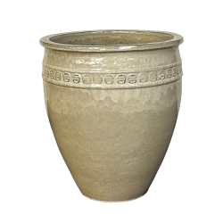 Ulysse pot d'extérieur fait main en terre cuite émaillée, 50x45 cm, résistant au gel, crème (ULYSSE4550-02)