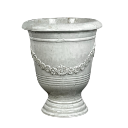 Aramis pot d'extérieur fait main en terre cuite émaillée, 38x32 cm, résistant au gel, Blanc Polaire (ARAMIS3238-33)