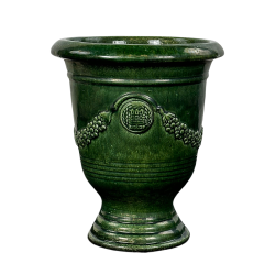 Aramis pot d'extérieur fait main en terre cuite émaillée, 38x32 cm, résistant au gel, Vert Jungle (ARAMIS3238-50)