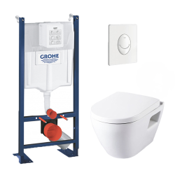 Grohe Pack WC Rapid SL autoportant + cuvette SM10 + plaque Skate Air blanche (ProjectSM10-3)