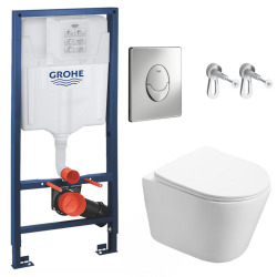 Pack WC Rapid SL 82cm autoportant + WC Swiss Aqua Technologies Infinitio sans bride + Plaque chrome (RapidSL82-Infinitio-2)