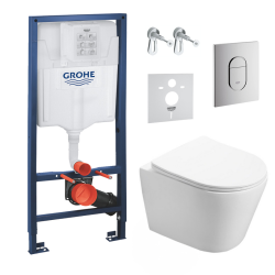 Grohe Pack WC Bâti-support + WC SAT Infinitio sans bride fixations invisibles + Plaque + Panneau isolation phonique ArenaInfinitio