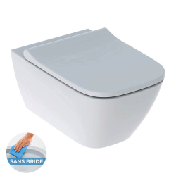 Geberit Pack WC Bati-support Geberit Duofix extra-plat + WC sans bride  Geberit Smyle + Abattant softclose + Plaque blanche