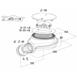  lot de 10 Turboflow XS Bonde siphoïde pour receveur de douche - technologie Magnetech - Ø 90 mm (0205800-GVP10)