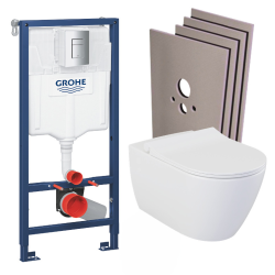 Grohe Pack WC Bâti-support + WC sans bride Bello + Abattant softclose + Set d&apos;habillage (RapidSL-Bello-1-sabo)