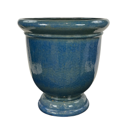 Titan pot d'extérieur fait main en terre cuite émaillée, 75x72 cm, résistant au gel, bleu Outremer (TITAN7275-57)