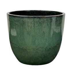 Lancelot pot d'extérieur fait main en terre cuite émaillée, 41x47 cm, résistant au gel, jade (LANCELOT4741-05)