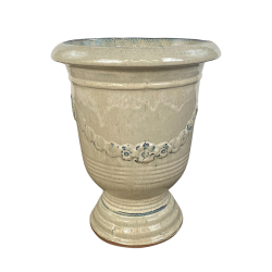 Aramis pot d'extérieur fait main en terre cuite émaillée,38x32 cm, résistant au gel, Crème (ARAMIS3238-2)