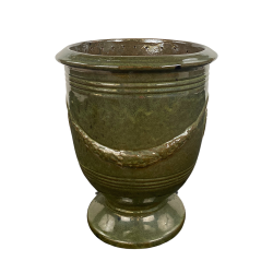 Colbert pot d'extérieur fait main en terre cuite émaillée, 39x32 cm, résistant au gel, vert printemps (COLBERT3239-03)
