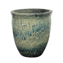 Poséidon pot d'extérieur fait main en terre cuite émaillée, 33x30 cm, résistant au gel, Vert bouteille (POSEIDON3033-X)