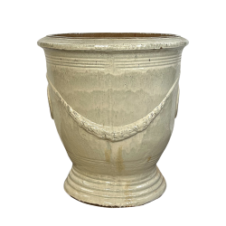 Magelan pot d'extérieur fait main en terre cuite émaillée, 50x46 cm, résistant au gel, blanc mat (MAGELAN4650-A)