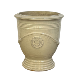 Magelan pot d'extérieur fait main en terre cuite émaillée, 50x46 cm, résistant au gel, crème (MAGELAN4650-02)