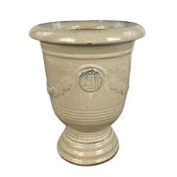 Aramis pot d'extérieur fait main en terre cuite émaillée,38x32 cm, résistant au gel, Crème (ARAMIS3238-2)