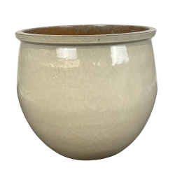 Newton pot d'extérieur fait main en terre cuite émaillée, 46x55 cm, résistant au gel, Crème (Newton5546-02)