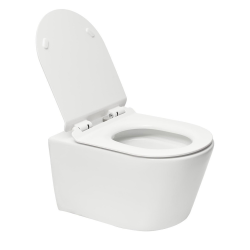 Swiss Aqua Technologies Pack WC Bâti-support Rapid SL + WC sans bride SAT Brevis + Abattant softclose + Plaque chrome + Brosse de toilette OFFERTE