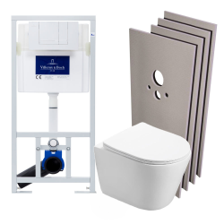 Swiss Aqua Technologies Pack WC bâti-support + WC Infinitio rimless + Abattant softclose + Plaque blanche + Set d&apos;habillage
